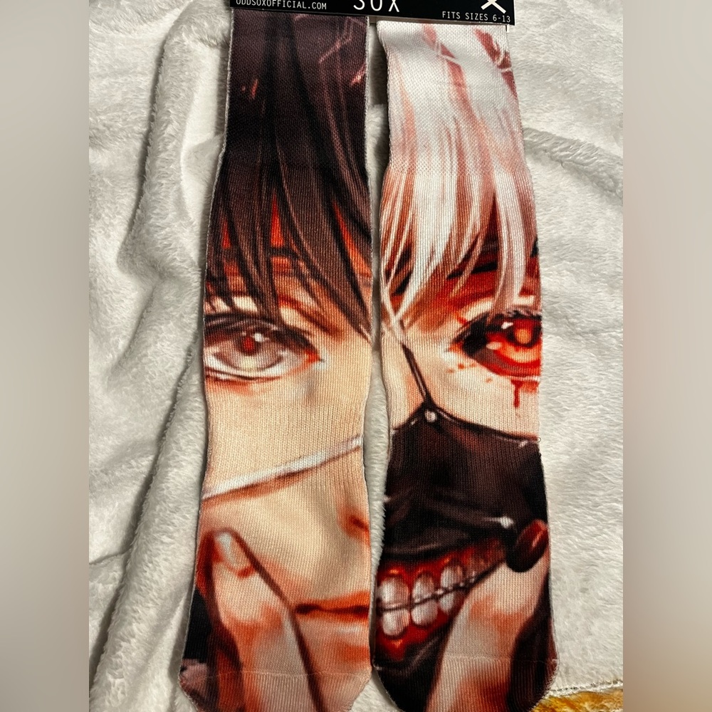 All natural 'Anime character' 100% cotton Unisex socks one size fits all 6-13